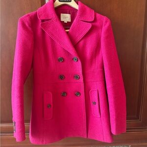 LOFT pea coat  fuschia pink
